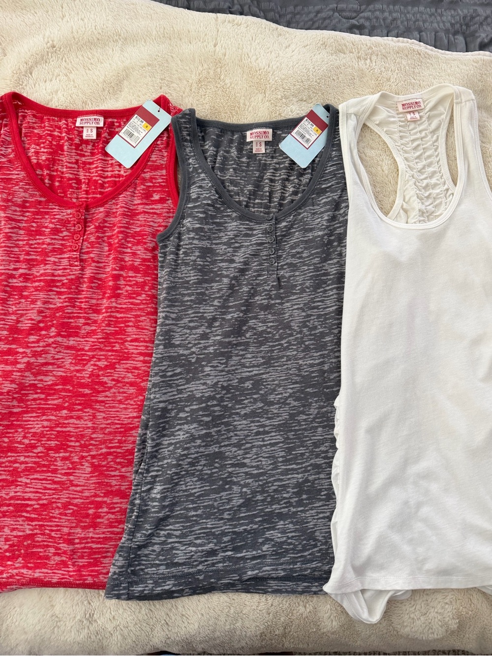Mossimo Supply Co. Women’s Tank Top Trio - Red, Charcoal, White -Bundle